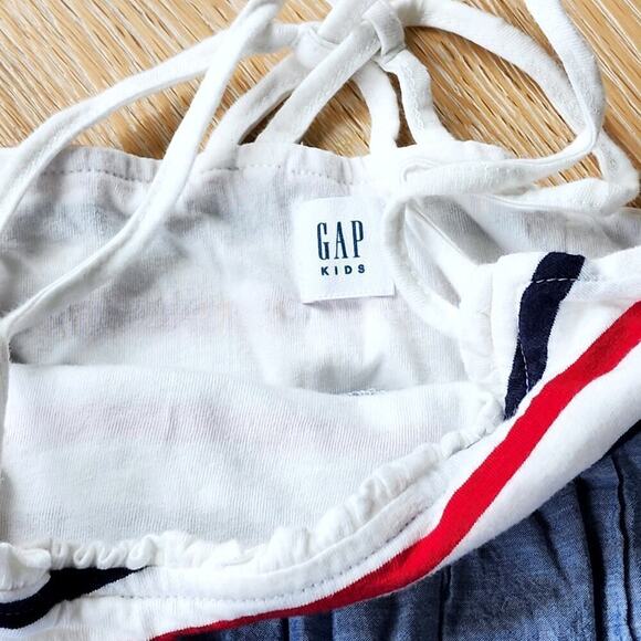 Girls Small 6-7 Sundress Red White & Blue Patriotic Chambray Racerback - Picture 3 of 4